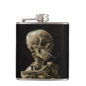 スカルとバーニングシガレットビンセント・ヴァンゴッホアート フラスク (正面)