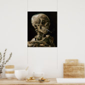 スカルとバーニングシガレットビンセント・ヴァンゴッホアート ポスター (キッチン)