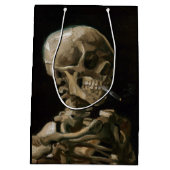 スカルとバーニングシガレットビンセント・ヴァンゴッホアート ミディアムペーパーバッグ (裏面)