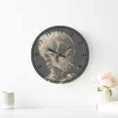 スカルとバーニングシガレットビンセント・ヴァンゴッホアート ラージ壁時計 (ホーム)