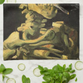 スカルとバーニングシガレットby Vincent van ゴッホ キッチンタオル (折り畳み)