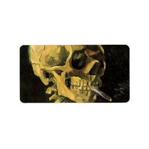 スカルとバーニングシガレットby Vincent van ゴッホ ラベル