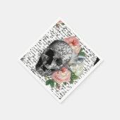 スカルとピンクローズ スタンダードカクテルナプキン (角)