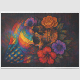 スカルとフラグLGBTQレインボーデコペ紙 薄葉紙