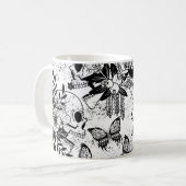 スカルとフローラ白黒マグコーヒーマグカップ コーヒーマグカップ (正面左)