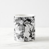 スカルとフローラ白黒マグコーヒーマグカップ コーヒーマグカップ (中央)