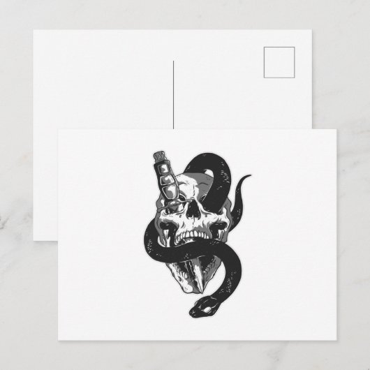 スカルとヘビ ポストカード (正面/裏面)
