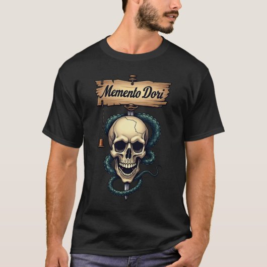 スカルとヘビ:入れ墨によるリマインダー Tシャツ (正面)