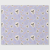 スカルとボーンズかわいいハロウィーンラッピング紙 ラッピングペーパー (フラット)