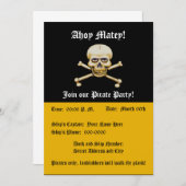 スカルとボーンズピレートパーティー 招待状 (正面/裏面)