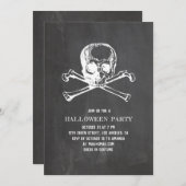 スカルとボーン黒板ハローウィンパーティ。海賊 招待状 (正面/裏面)