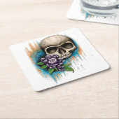 「スカルとムーム」のカスタム飲み物用コースター スクエアペーパーコースター (アングル)