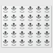 スカルとラクロススティック ラッピングペーパー (フラット)