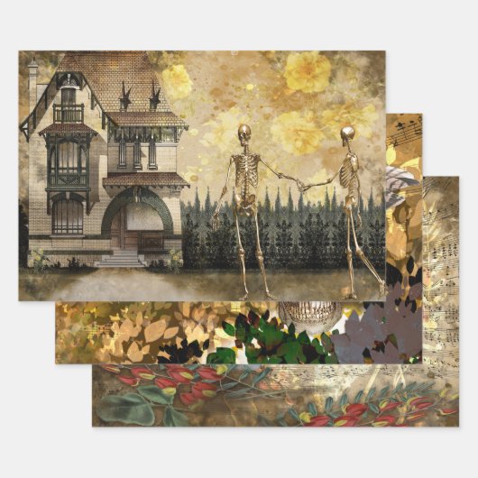 スカルとレイヴンの不気味さ ラッピングペーパーシート (セット)