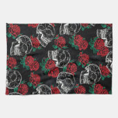 スカルとレッドローズ |ゴシッモダンクグラムグランジ キッチンタオル (横)
