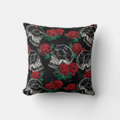 スカルとレッドローズ |ゴシッモダンクグラムグランジ クッション (正面)
