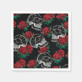 スカルとレッドローズ |ゴシッモダンクグラムグランジ スタンダードカクテルナプキン (正面)
