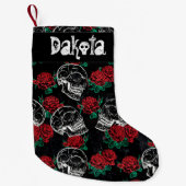 スカルとレッドローズ |ゴシッモダンクグラムグランジ スモールクリスマスストッキング (正面)