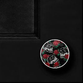 スカルとレッドローズ |ゴシッモダンクグラムグランジ セラミックノブ