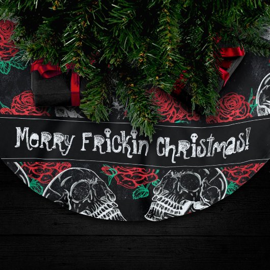 スカルとレッドローズ |ゴシッモダンクグラムグランジ ブラッシュドポリエステルツリースカート