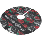 スカルとレッドローズ |ゴシッモダンクグラムグランジ ブラッシュドポリエステルツリースカート (アングル)