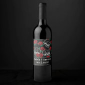 スカルとレッドローズ |モダンゴシック ワインラベル