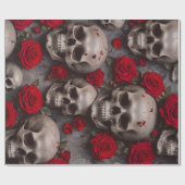 スカルとレッドローゼラッピング紙 ラッピングペーパー (フラット)