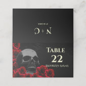 スカルと不気味レッドローゼゴシックハロウィーンウェディン プレイスカード (外部開封)