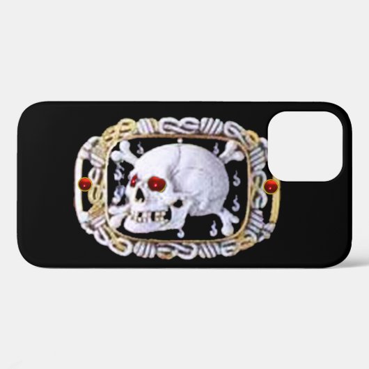 スカルと交差した骨ルビールネッサンス宝石 Case-Mate iPhoneケース (裏面 (横))