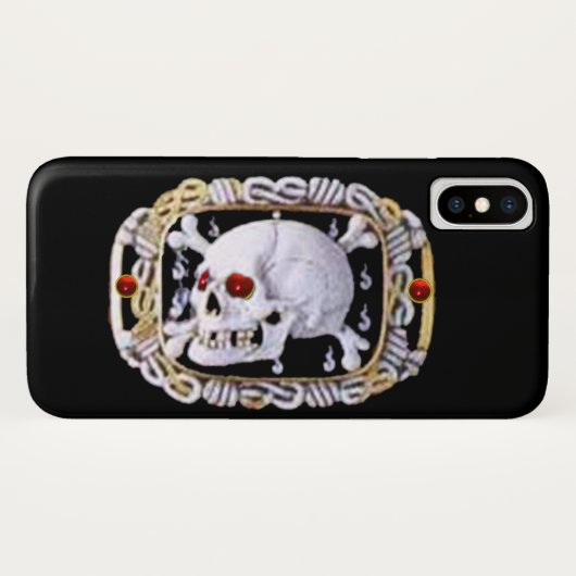 スカルと交差した骨ルビールネッサンス宝石 Case-Mate iPhoneケース (裏面(横))