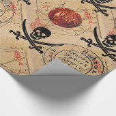 スカルと剣、海賊の宝地図の羊飼い ラッピングペーパー (角)