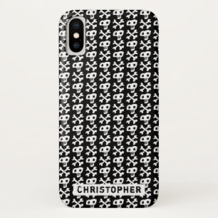 スカルと十字骨のデザイン iPhone X ケース