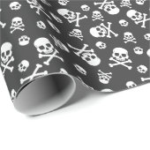 スカルと十字骨のボーンホワイト ラッピングペーパー (ロールコーナー)