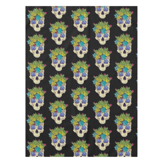 スカルと多肉結晶 テーブルクロス (正面)