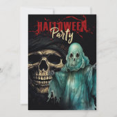 スカルと幽霊ミスティックハローウィンパーティ招待状 招待状 (正面)