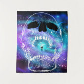 スカルと惑星地球 – 人間のスカル タペストリー (正面)