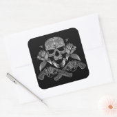 スカルと星バラと交叉銃 スクエアシール (封筒)