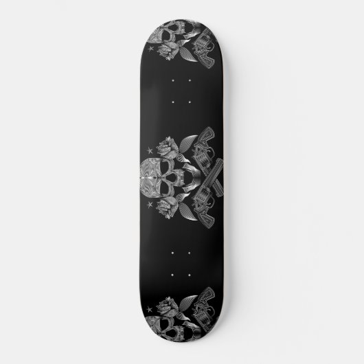 スカルと星バラと交叉銃 スケートボード (正面)