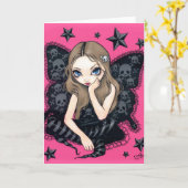 「スカルと星」グリーティングカード カード (黄色い花)