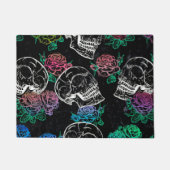 スカルと暗いバラ |グファンキーラムグラデーション ドアマット (正面)