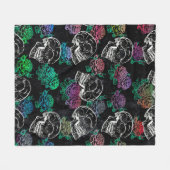 スカルと暗いバラ |グファンキーラムグラデーション フリースブランケット (正面(横))