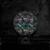 スカルと暗いバラ |グファンキーラムグラデーション ラウンド壁時計