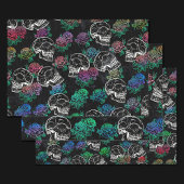 スカルと暗いバラ |グファンキーラムグラデーション ラッピングペーパーシート
