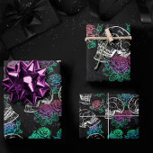スカルと暗いバラ |グファンキーラムグラデーション ラッピングペーパーシート