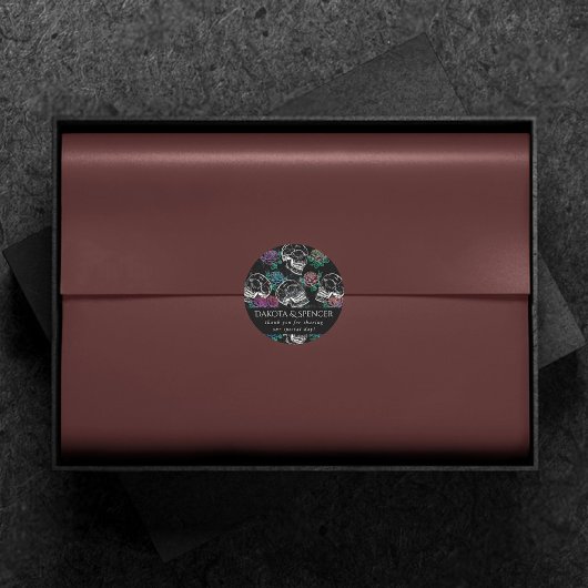 スカルと暗いバラ | ファンキー Glamありがグラデーションとう ラウンドシール