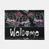 スカルと暗いバラ | ファンキー Glamへようこそグラデーション ドアマット (正面)