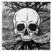 スカルと書籍 タイル (正面)