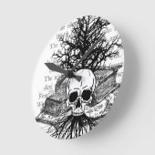 スカルと書籍 ラウンド壁時計 (傾斜)