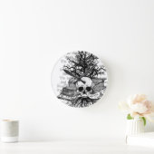 スカルと書籍 ラウンド壁時計 (ホーム)