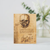 スカルと歯，歯科診療所，歯科医パーチメント ポストカード (スタンド正面)